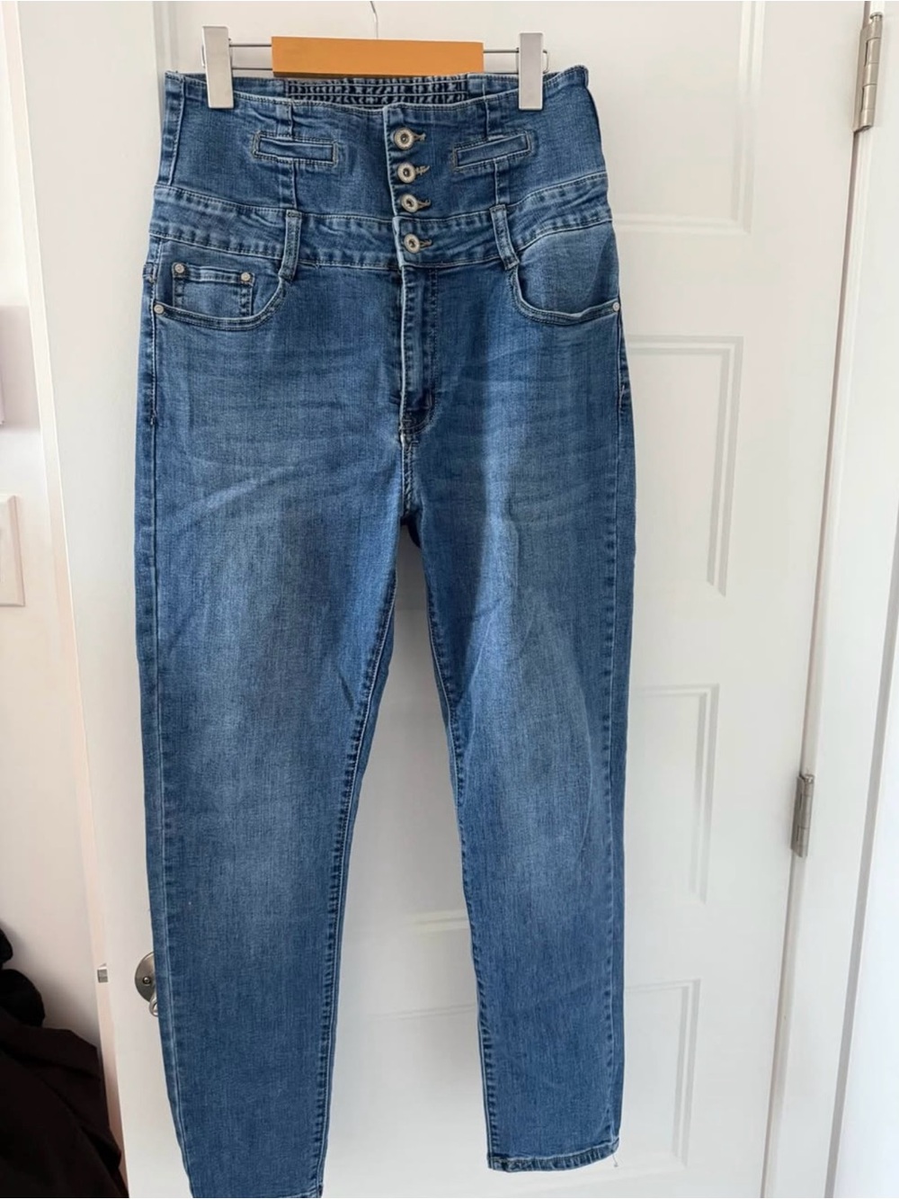 Zara High-Rise Button-Fly Blue Jeans